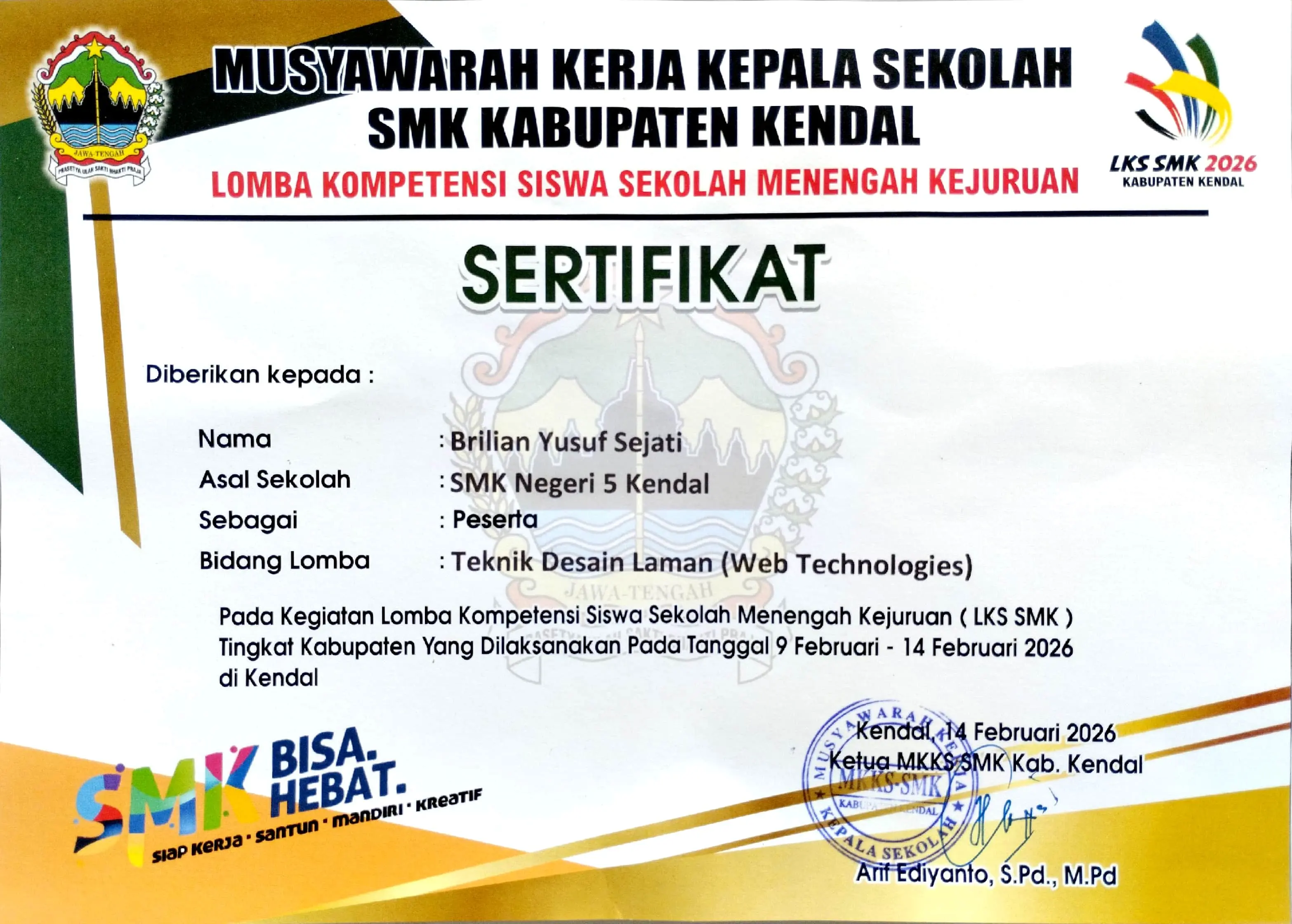 Sertifikat Lomba Desain Laman Web